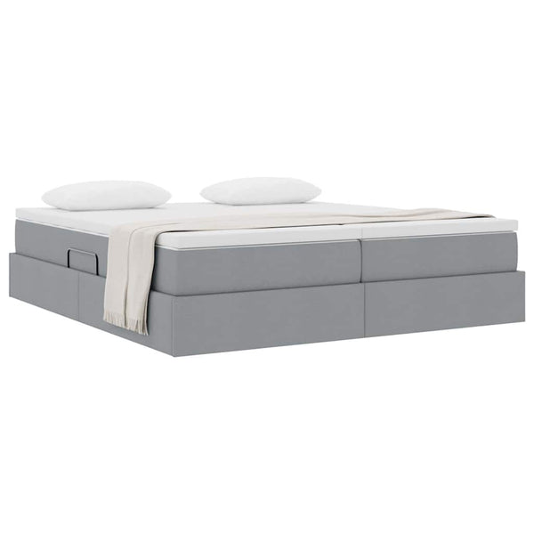 vidaXL Storage Bed with Mattress Light Gray 200 x 200 cm Polyester