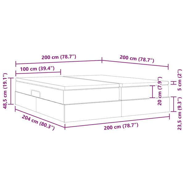 vidaXL Storage Bed with Mattress Light Gray 200 x 200 cm Polyester
