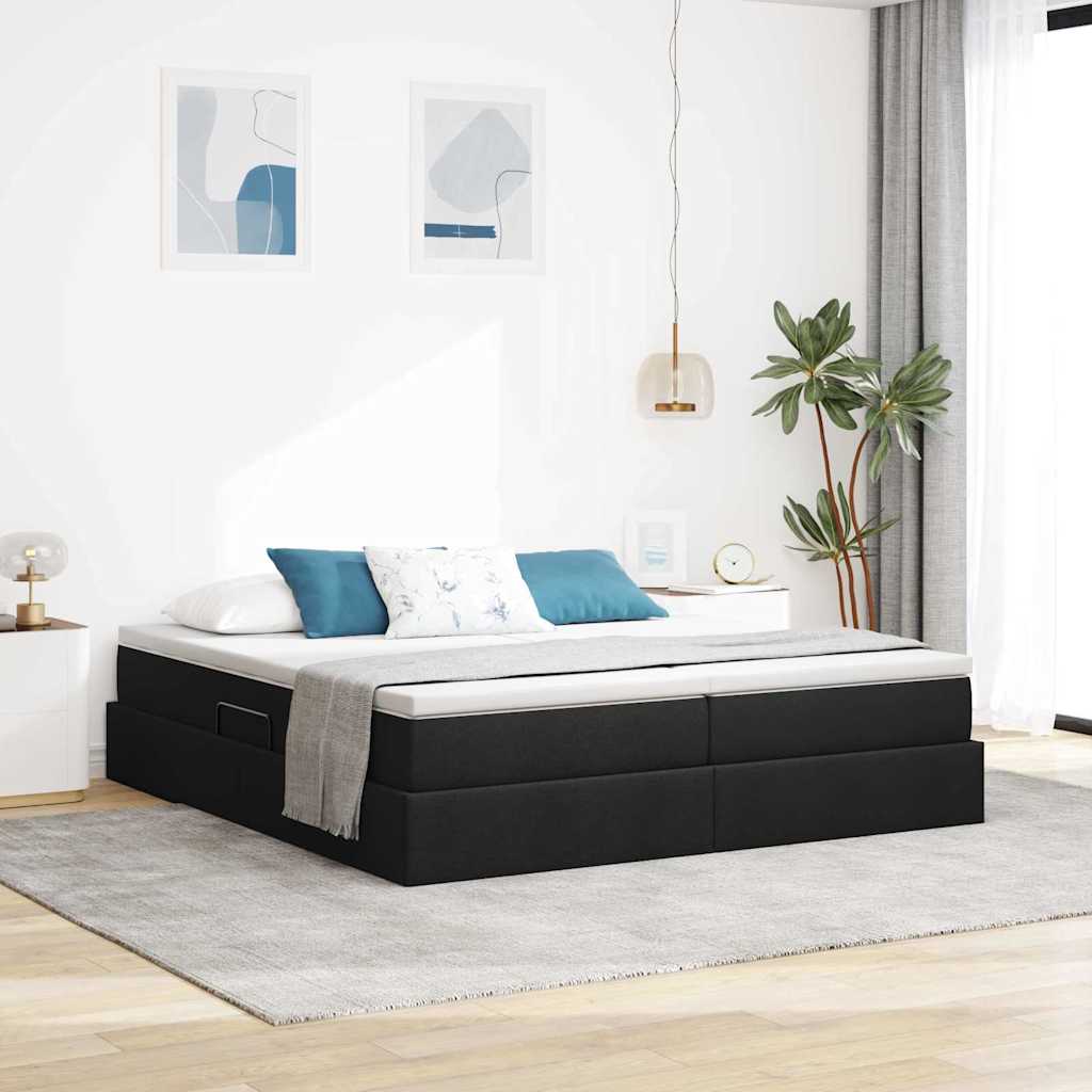 vidaXL Storage Bed with Mattress Black 200 x 200 cm Polyester