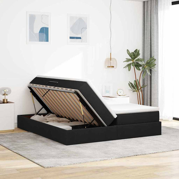 vidaXL Storage Bed with Mattress Black 200 x 200 cm Polyester
