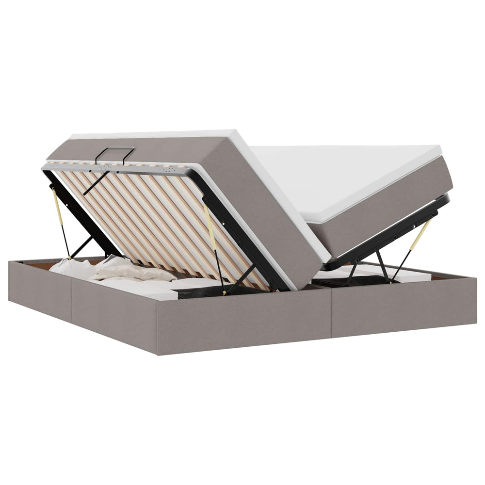 vidaXL Storage Bed with Mattress Taupe 200 x 200 cm Polyester