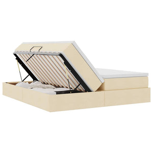 vidaXL Storage Bed with Mattress Cream 200 x 200 cm Polyester