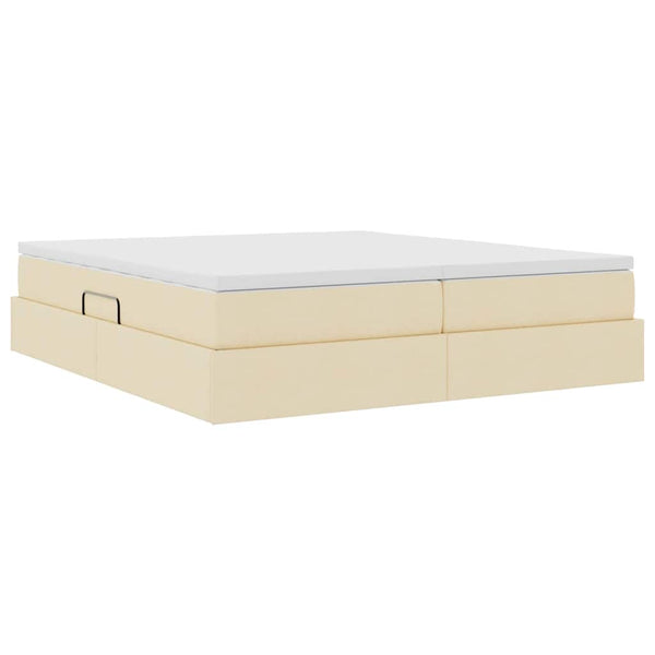 vidaXL Storage Bed with Mattress Cream 200 x 200 cm Polyester