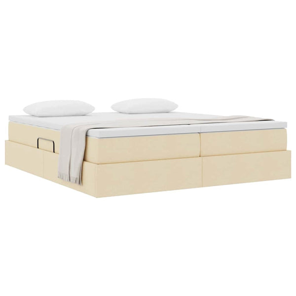 vidaXL Storage Bed with Mattress Cream 200 x 200 cm Polyester