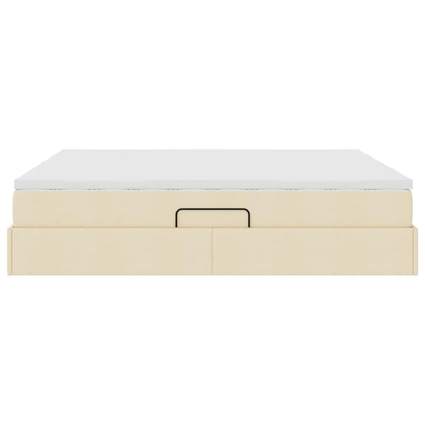 vidaXL Storage Bed with Mattress Cream 200 x 200 cm Polyester