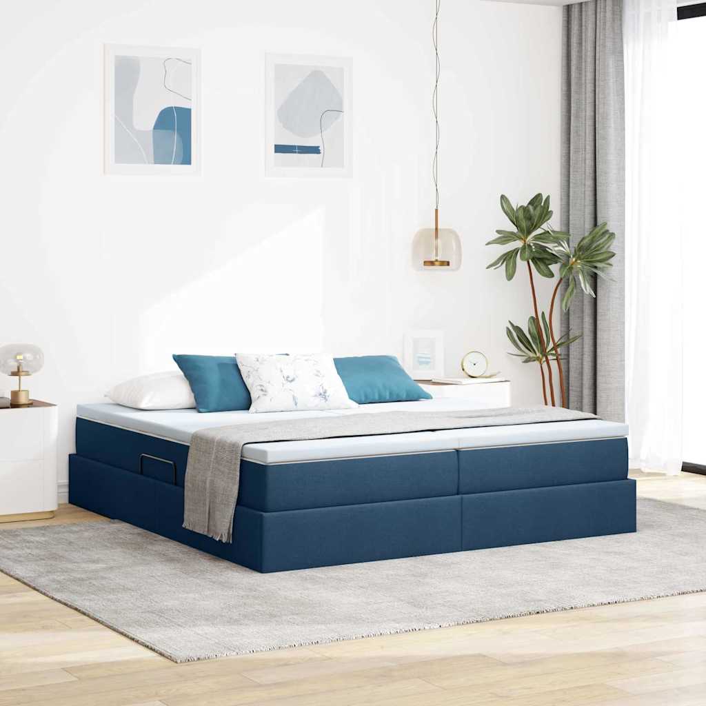 vidaXL Storage Bed with Mattress Blue 200 x 200 cm Polyester