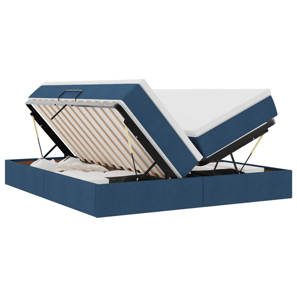 vidaXL Storage Bed with Mattress Blue 200 x 200 cm Polyester