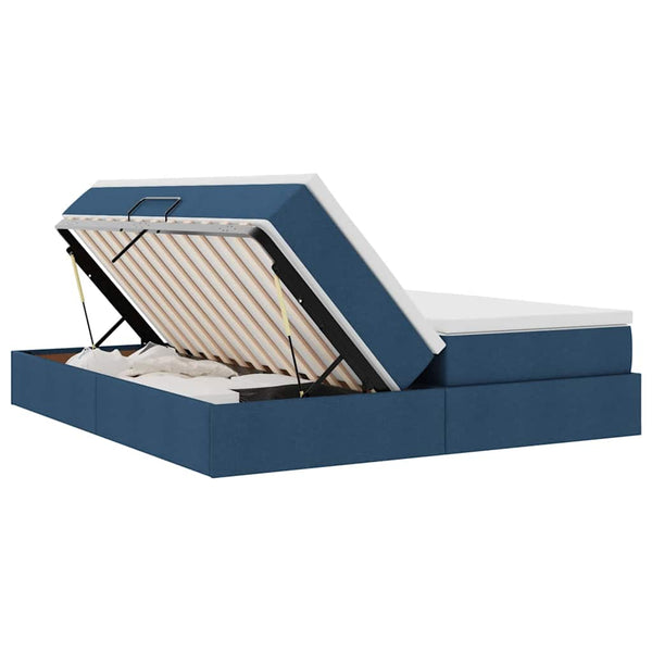 vidaXL Storage Bed with Mattress Blue 200 x 200 cm Polyester
