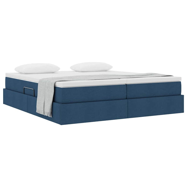 vidaXL Storage Bed with Mattress Blue 200 x 200 cm Polyester