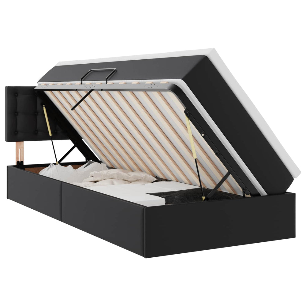 vidaXL Storage Bed with Mattress Black 90 x 190 cm Faux Leather