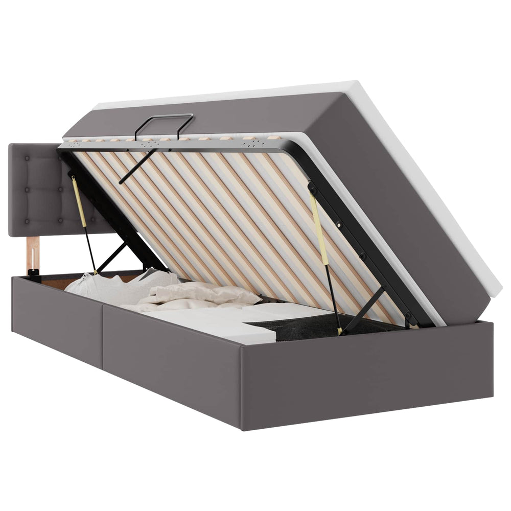 vidaXL Storage Bed with Mattress Grey 90 x 190 cm Faux Leather