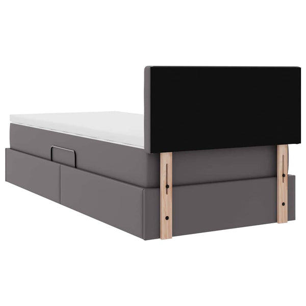 vidaXL Storage Bed with Mattress Grey 90 x 190 cm Faux Leather