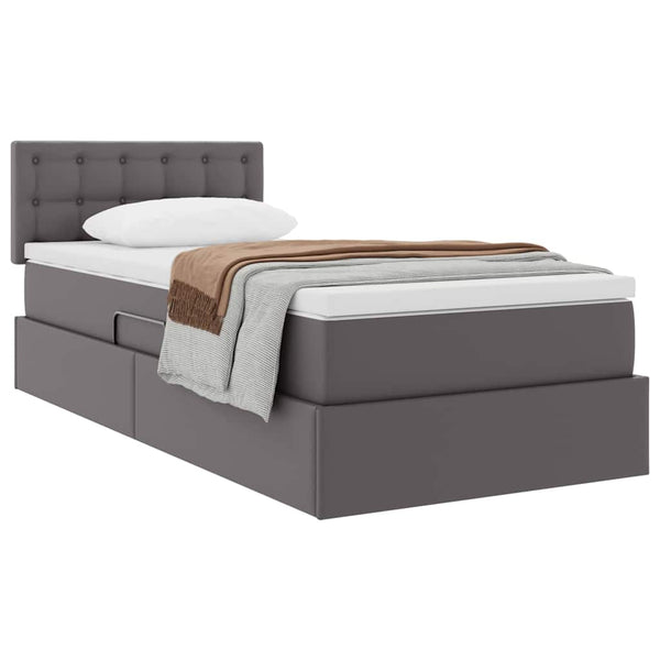 vidaXL Storage Bed with Mattress Grey 90 x 190 cm Faux Leather