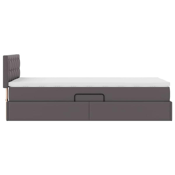 vidaXL Storage Bed with Mattress Grey 90 x 190 cm Faux Leather