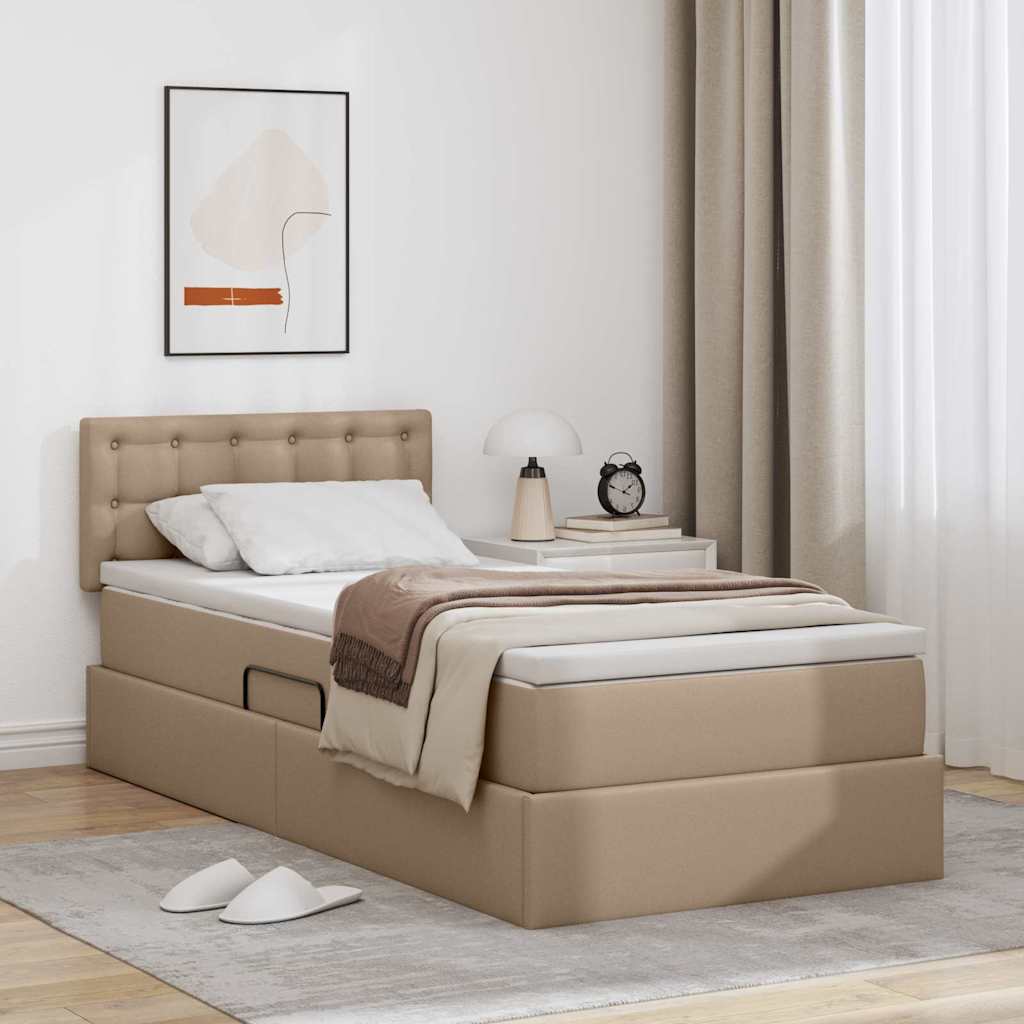 vidaXL Storage Bed with Mattress Cappuccino 90 x 190 cm