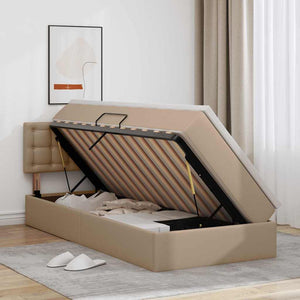 vidaXL Storage Bed with Mattress Cappuccino 90 x 190 cm