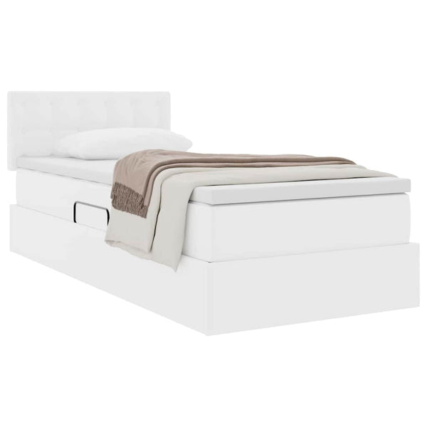 vidaXL Storage Bed with Mattress Pure White 90 x 200 cm Faux Leather