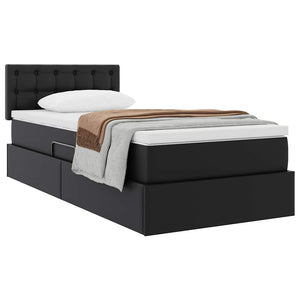 vidaXL Storage Bed with Mattress Black 100 x 200 cm Faux Leather