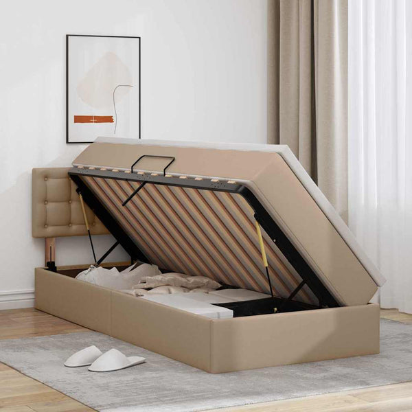 vidaXL Storage Bed with Mattress Cappuccino 100 x 200 cm