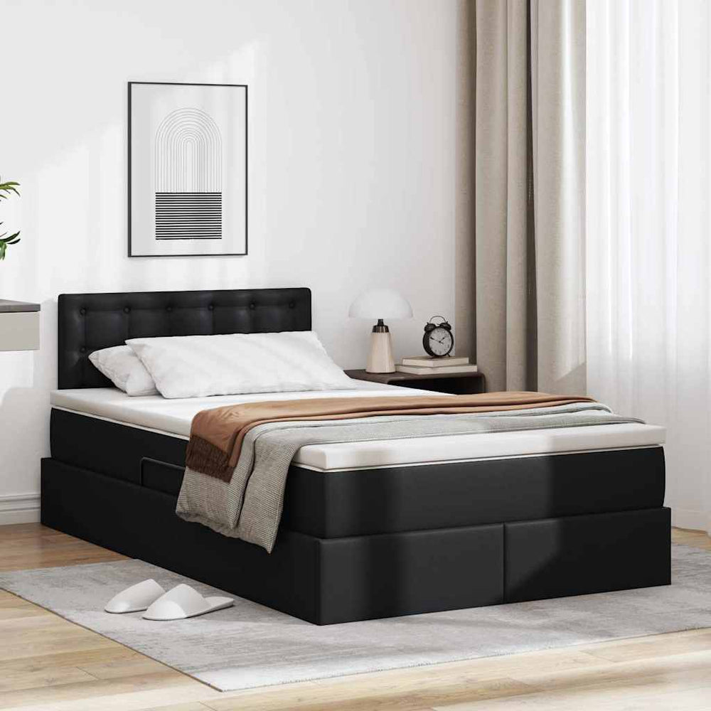 vidaXL Storage Bed with Mattress Black 120 x 190 cm Faux Leather