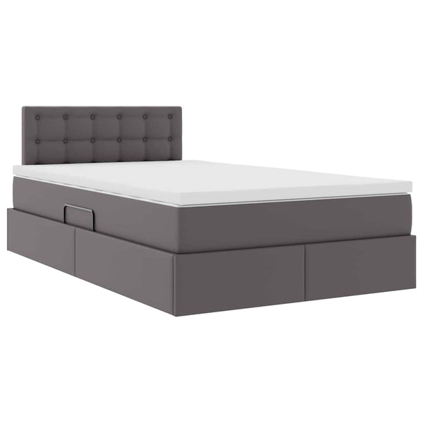 vidaXL Storage Bed with Mattress Grey 120 x 190 cm Faux Leather