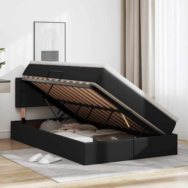 vidaXL Storage Bed with Mattress Black 120 x 200 cm Faux Leather