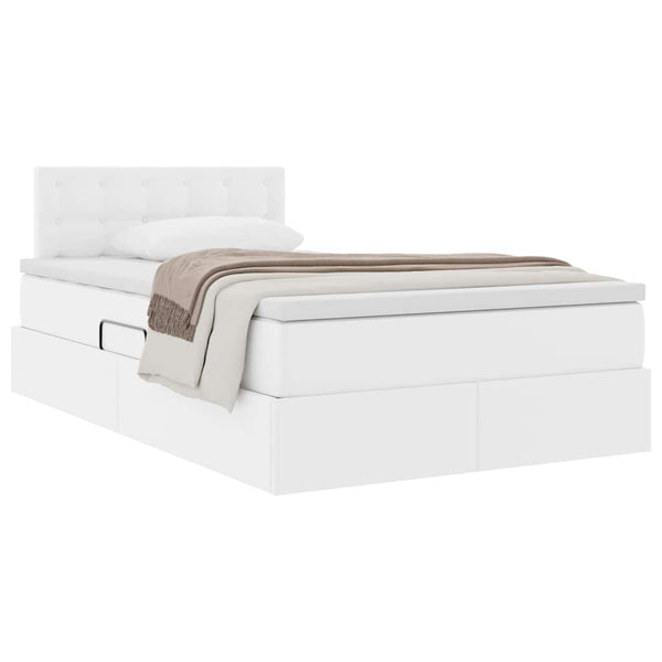 vidaXL Storage Bed with Mattress Pure White 120 x 200 cm Faux Leather