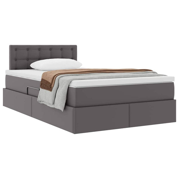 vidaXL Storage Bed with Mattress Grey 120 x 200 cm Faux Leather