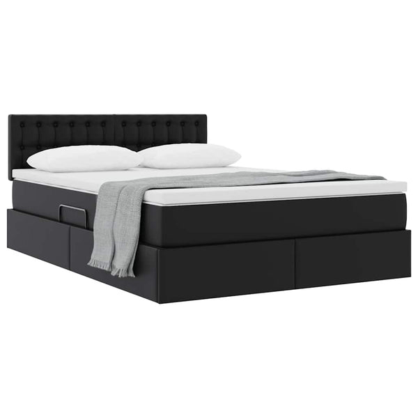 vidaXL Storage Bed with Mattress Black 140 x 190 cm Faux Leather
