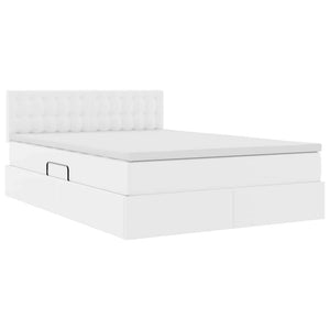 vidaXL Storage Bed with Mattress Pure White 140 x 190 cm Faux Leather