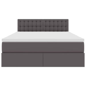 vidaXL Storage Bed with Mattress Grey 140 x 190 cm Faux Leather