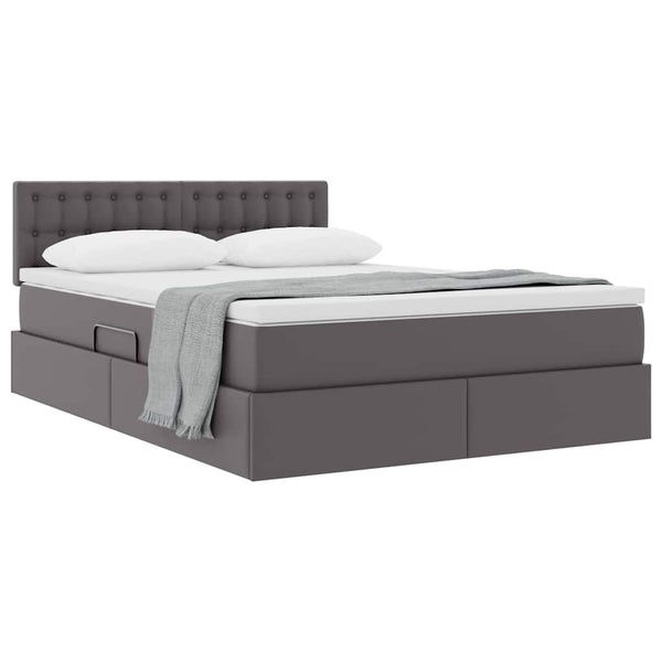 vidaXL Storage Bed with Mattress Grey 140 x 190 cm Faux Leather