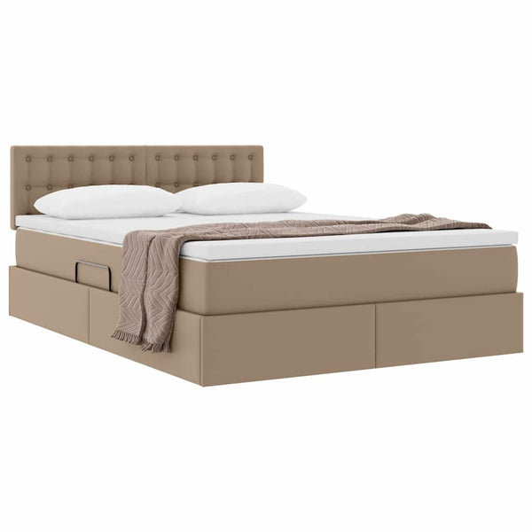 vidaXL Storage Bed with Mattress Cappuccino 140 x 190 cm