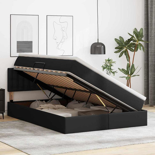 vidaXL Storage Bed with Mattress Black 140 x 200 cm Faux Leather