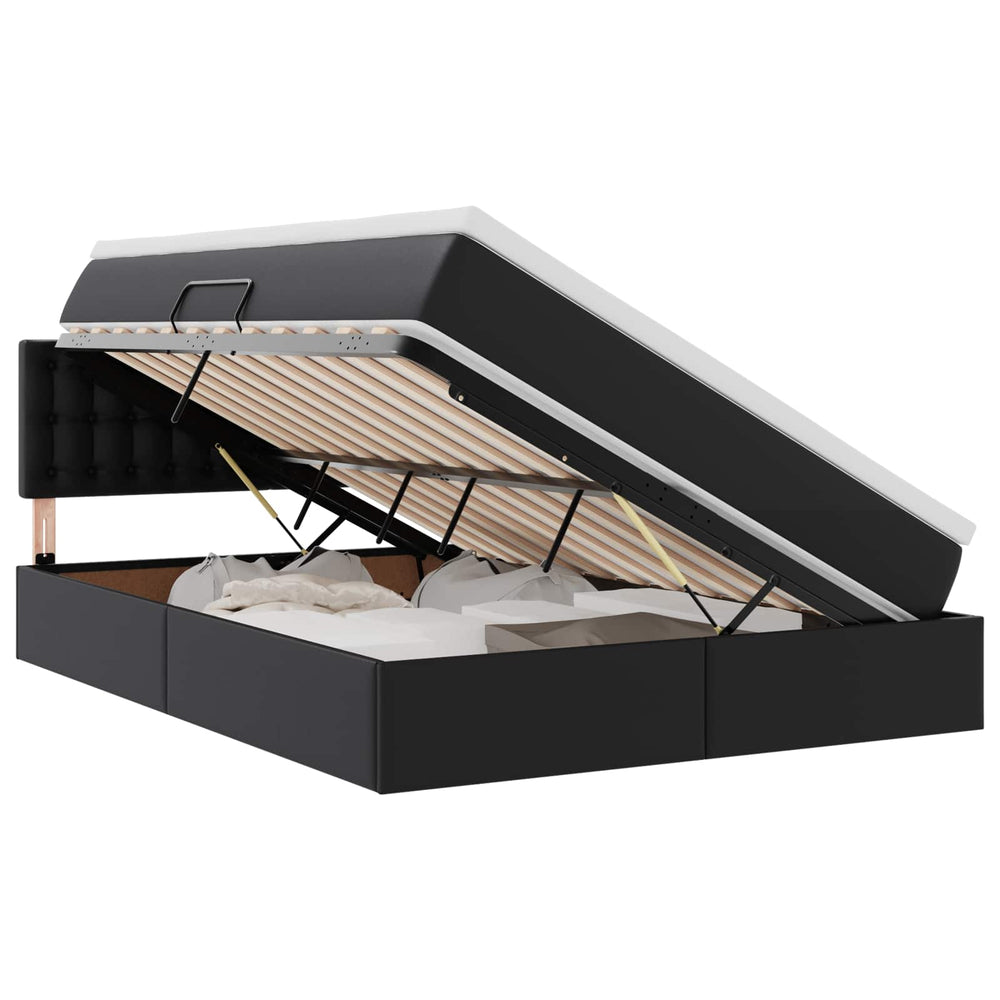 vidaXL Storage Bed with Mattress Black 140 x 200 cm Faux Leather