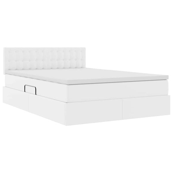 vidaXL Storage Bed with Mattress Pure White 140 x 200 cm Faux Leather