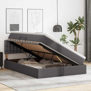 vidaXL Storage Bed with Mattress Grey 140 x 200 cm Faux Leather