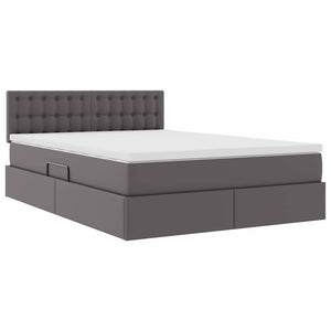 vidaXL Storage Bed with Mattress Grey 140 x 200 cm Faux Leather