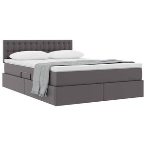 vidaXL Storage Bed with Mattress Grey 140 x 200 cm Faux Leather