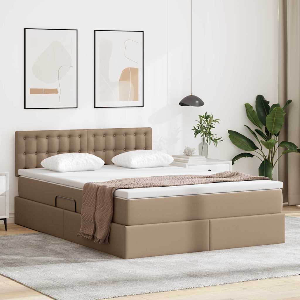 vidaXL Storage Bed with Mattress Cappuccino 140 x 200 cm
