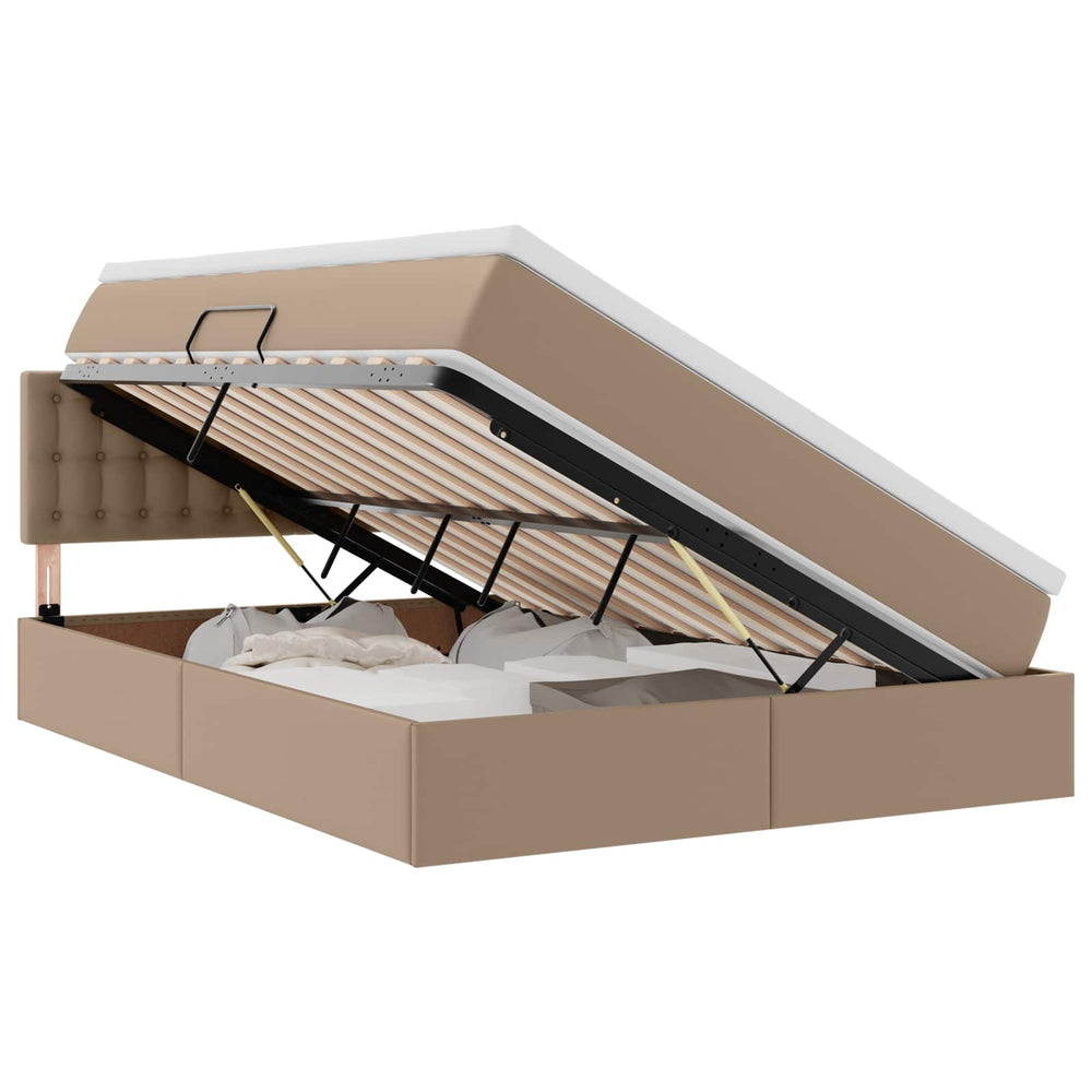 vidaXL Storage Bed with Mattress Cappuccino 140 x 200 cm