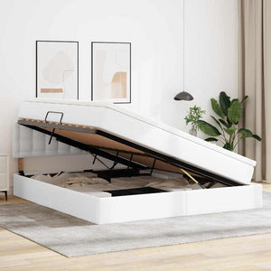 vidaXL Storage Bed with Mattress Pure White 160 x 200 cm Faux Leather