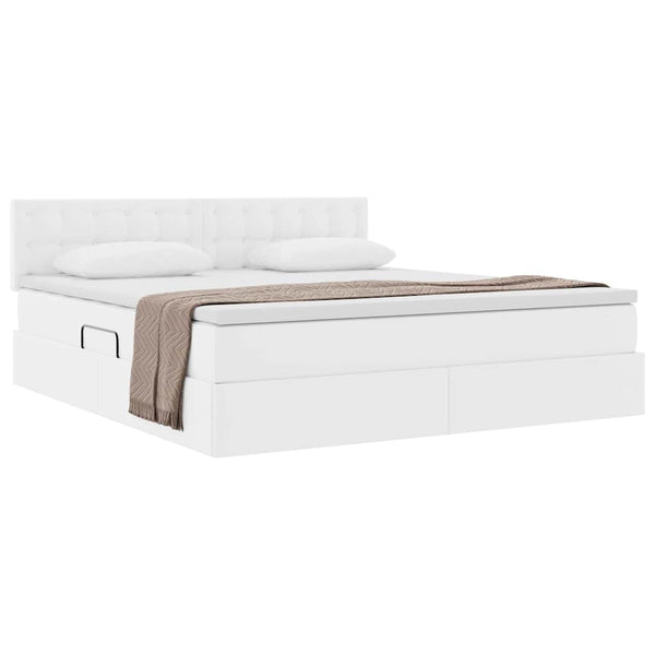 vidaXL Storage Bed with Mattress Pure White 160 x 200 cm Faux Leather