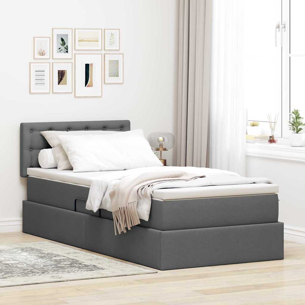 vidaXL Storage Bed with Mattress Dark Grey 90 x 190 cm