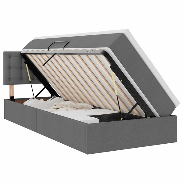vidaXL Storage Bed with Mattress Dark Grey 90 x 190 cm