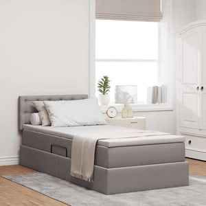 vidaXL Storage Bed with Mattress Taupe 90 x 190 cm Engineered Wood