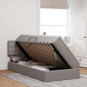 vidaXL Storage Bed with Mattress Taupe 90 x 190 cm Engineered Wood