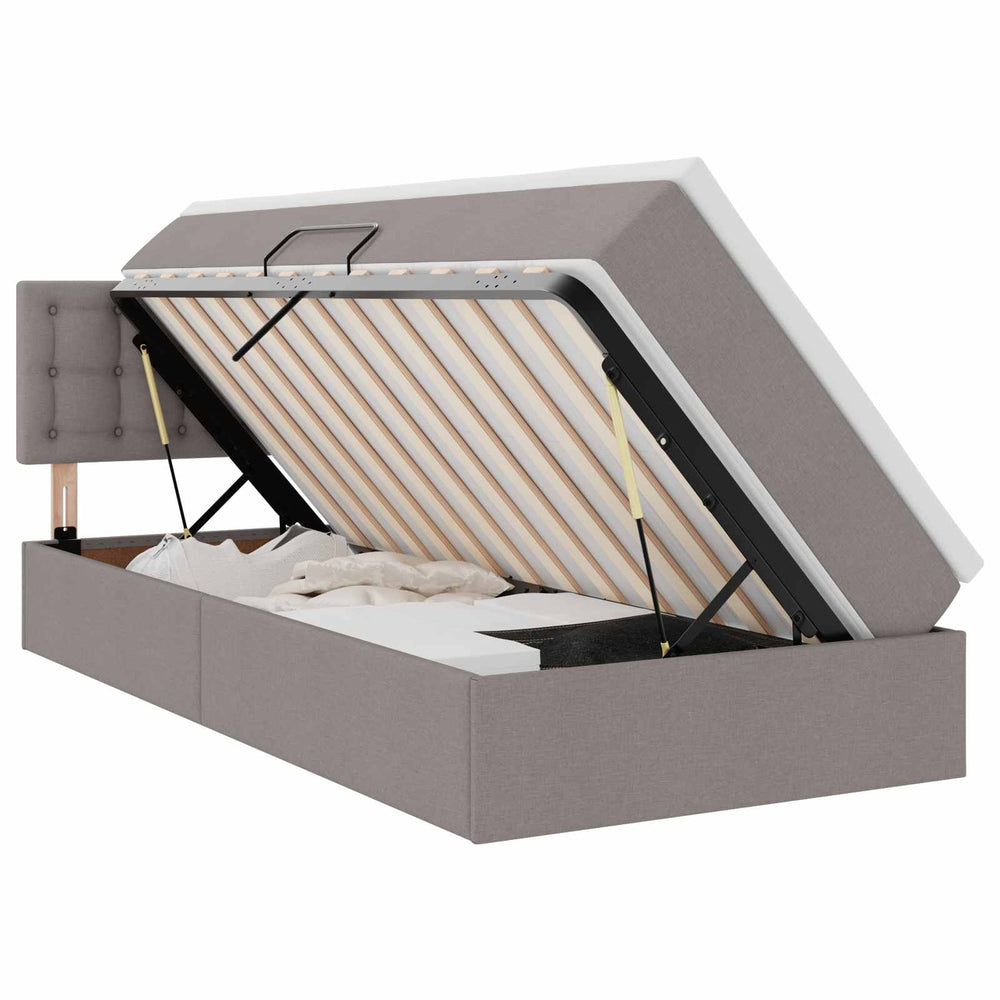 vidaXL Storage Bed with Mattress Taupe 90 x 190 cm Engineered Wood