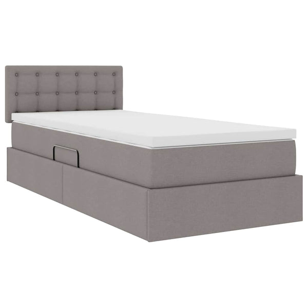 vidaXL Storage Bed with Mattress Taupe 90 x 190 cm Engineered Wood