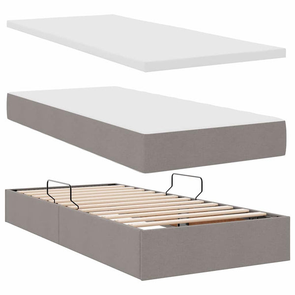 vidaXL Storage Bed with Mattress Taupe 90 x 190 cm Engineered Wood
